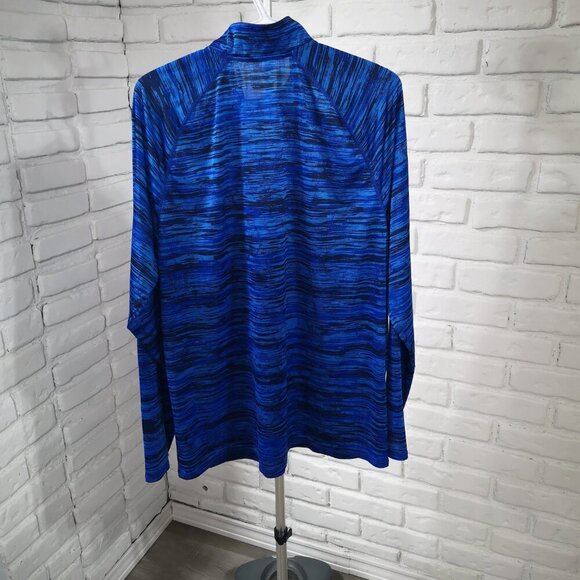 Old Navy Active Men's Size XL Blue & Black Pattern Go Dry Long Sleeve Polo - Picture 2 of 10